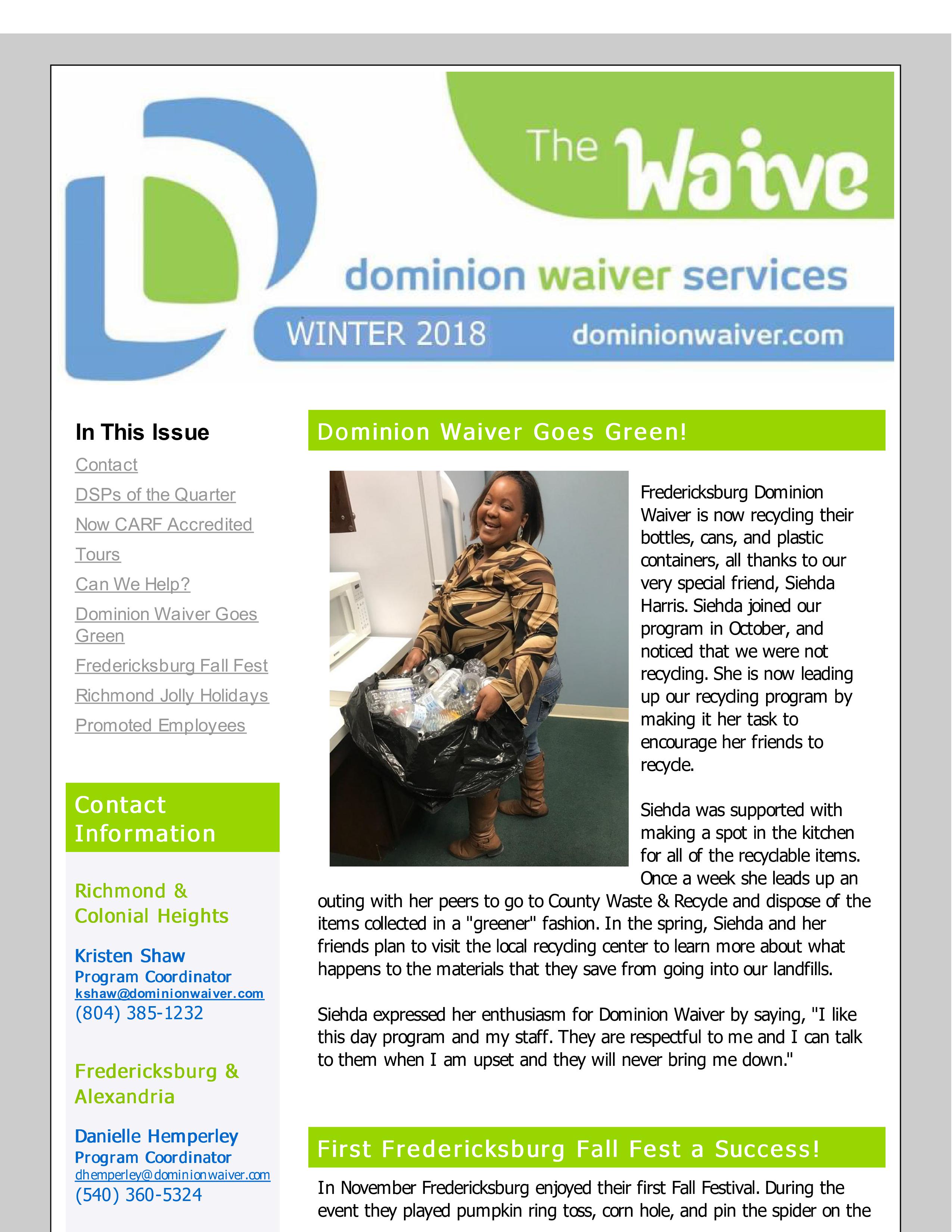 Check out the Winter Issue of “The Waive” Newsletter!